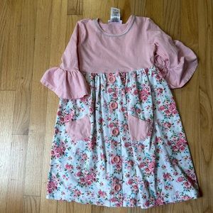 Sz 6x Bonnie Jean Pink Multi Print Dress